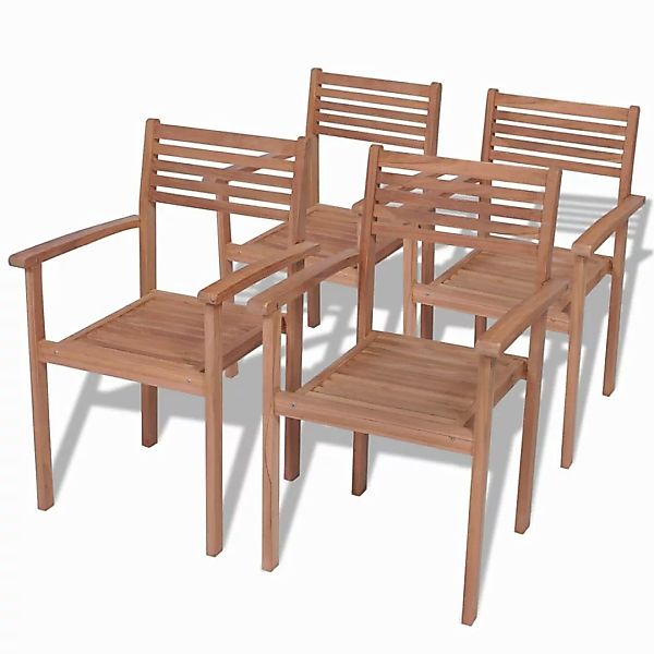 Stapelbare Gartenstühle 4 Stk. Massivholz Teak günstig online kaufen