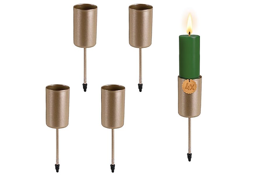 matches21 HOME & HOBBY Kerzenhalter Kerzenhalter 4er Set Metall Gold Ø 2,3 günstig online kaufen