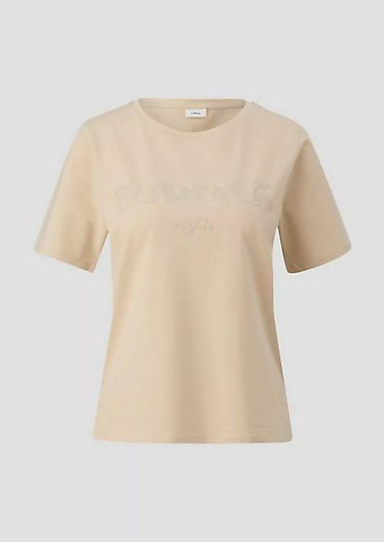 s.Oliver BLACK LABEL Kurzarmshirt T-Shirt aus Baumwollstretch Pailletten, S günstig online kaufen