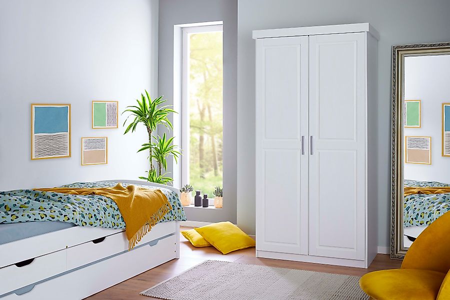 Inter Link Kleiderschrank Hakon weiss Massivholz, günstig online kaufen