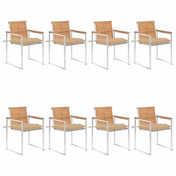 Gartenstühle 8 Stk. Mit Kissen Massivholz Teak günstig online kaufen