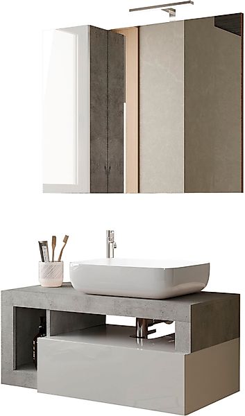 welltime Badmöbel-Set »Hamburg, Badezimmerset 2tlg. Breite 92 cm, Badmöbel, günstig online kaufen