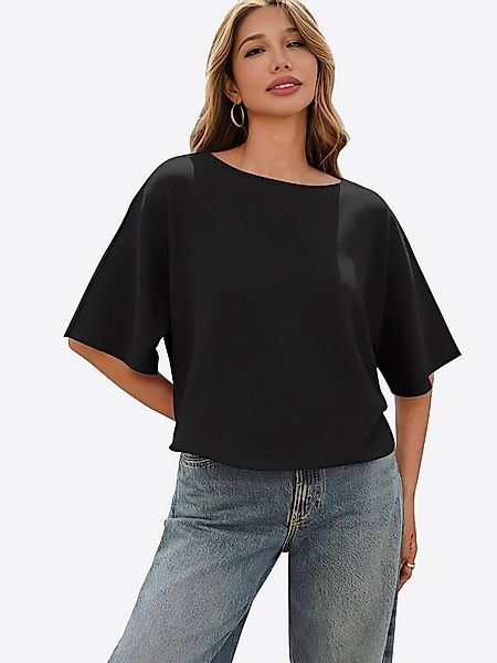 Imily Bela Strickpullover Damen Kurzarm Pullover locker geschnitten (Packun günstig online kaufen