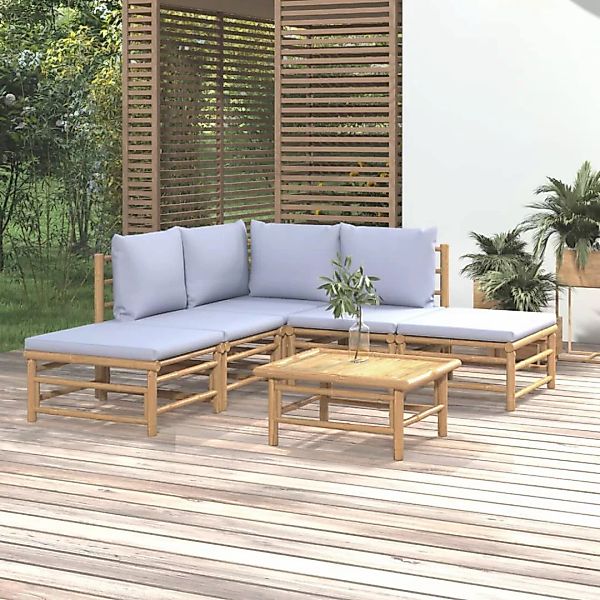 vidaXL Gartenlounge-Set 6-tlg. Garten-Lounge-Set mit Hellgrauen günstig online kaufen