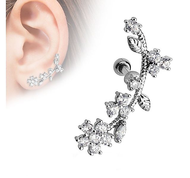 Taffstyle Piercing-Set Ohrpiercing Blume Kristall Chirurgenstahl Helix Trag günstig online kaufen