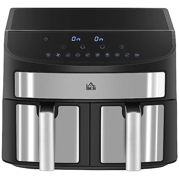 HOMCOM Heißluftfritteuse mit Doppelkammer Airfryer 10 Programmen 2400 W Sch günstig online kaufen