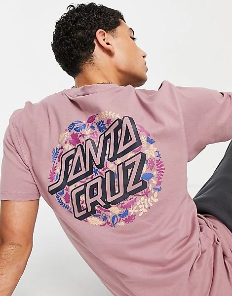 Santa Cruz – T-Shirt in Rosa mit rundem Laub-Print günstig online kaufen