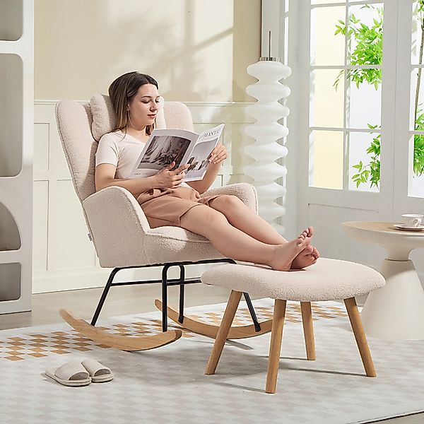 HOMCOM Schaukelsessel Gepolstert Schwingsessel mit Kissen, günstig online kaufen