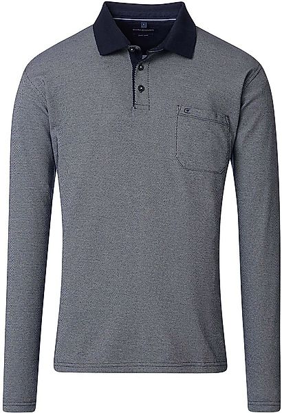 Casa Moda Long Sleeve Poloshirt Structure Blau - Größe 4XL günstig online kaufen