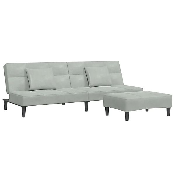 vidaXL Schlafsofa 2-Sitzer mit Fußhocker Hellgrau Samt 3258110 günstig online kaufen