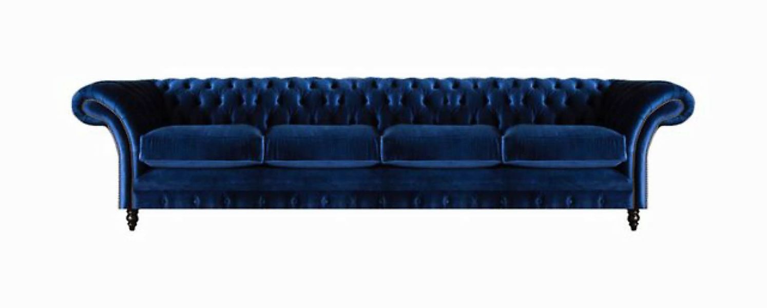 JVmoebel Chesterfield-Sofa Luxus Design Chesterfield Viersitzer Sofa Blau C günstig online kaufen