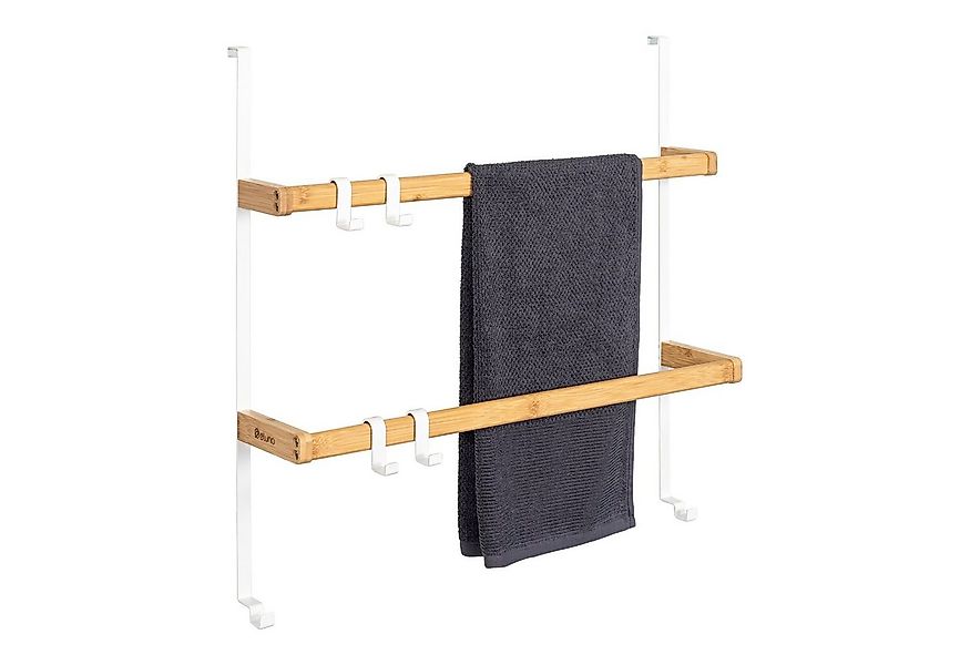 eluno Türregal aus Metall und Bambus, 2 Handtuchstangen, 4 Haken günstig online kaufen