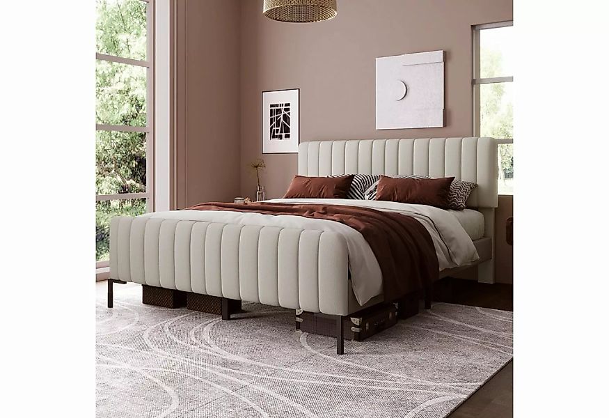 WISHDOR Polsterbett Einzelbett Stauraumbett Bett (160 x 200 cm Beige Inklus günstig online kaufen
