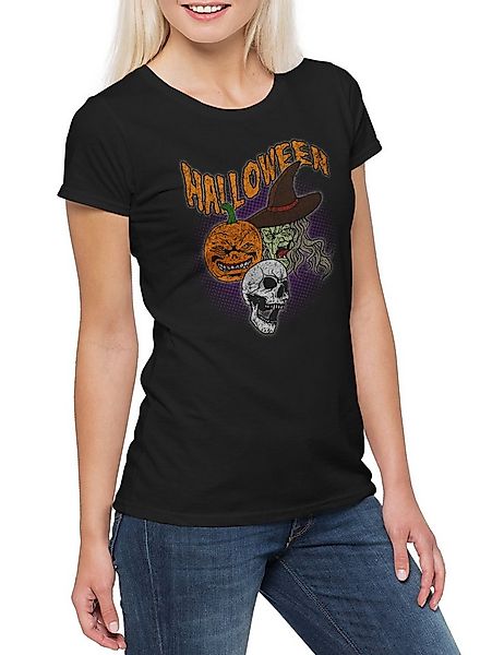 Urban Backwoods Print-Shirt Halloween Faces Damen T-Shirt Witch Moon Hexe W günstig online kaufen