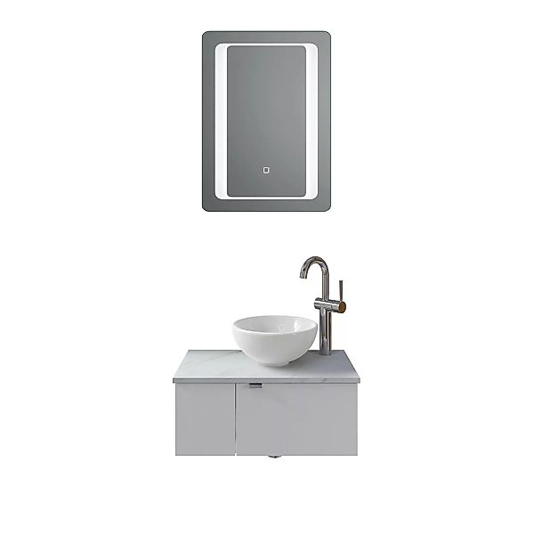 Pelipal Badmöbel-Set V2 Weiß Glanz-Marmor Weiß 2 Türen Anschlag R 61 cm günstig online kaufen