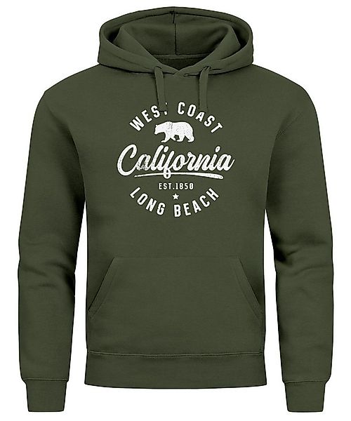 Neverless Hoodie Hoodie Herren Print California Aufdruck Bär Long Beach günstig online kaufen