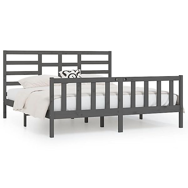 vidaXL Massivholzbett Grau Kiefer 200x200 cm1084736 günstig online kaufen