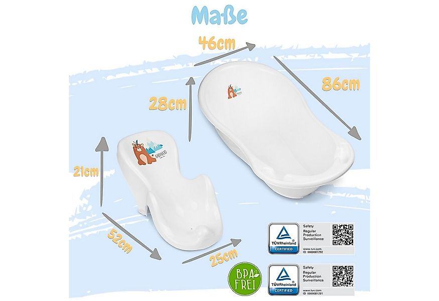 Babykajo Babybadewanne, (Teile, 7-tlg), Baby Badewanne mit Gestell + Badesi günstig online kaufen