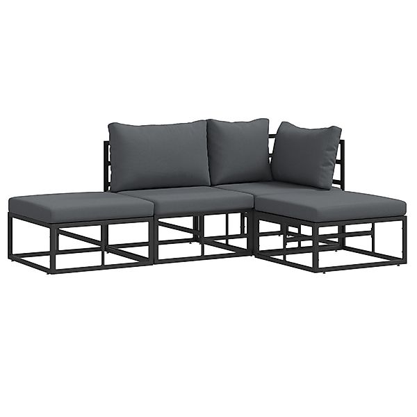 vidaXL Garten-Sofa-Set 4-Tlg Schwarz 2115 x 1415 x 71 cm Aluminium 3378854 günstig online kaufen