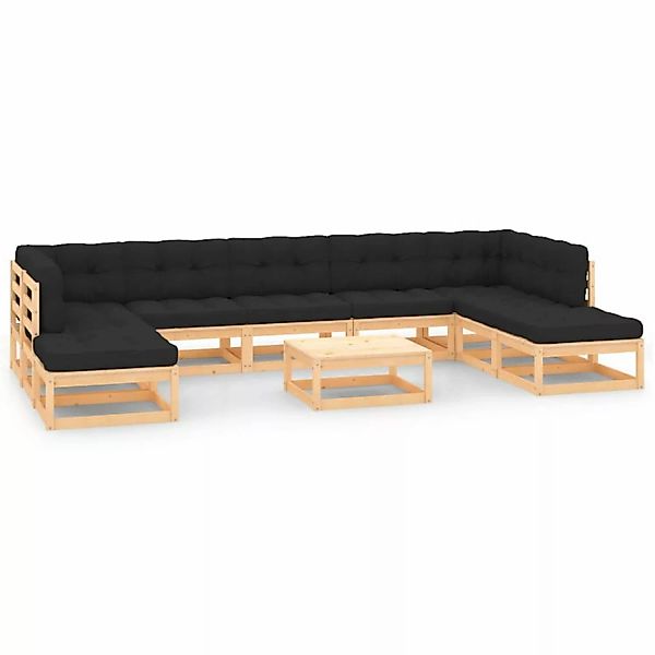 Vidaxl 10-tlg. Garten-lounge-set Anthrazit-kissen Massivholz Kiefer günstig online kaufen