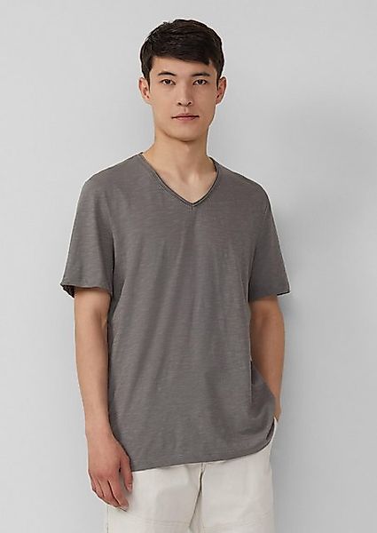 s.Oliver Kurzarmshirt Luftiges T-Shirt mit V-Ausschnitt und Flammgarnstrukt günstig online kaufen
