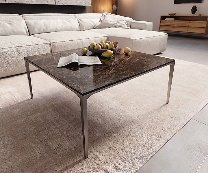 Couchtisch Levente 85x85 cm Keramik Laminam®Emperador Extra Lucidato Dunkel günstig online kaufen