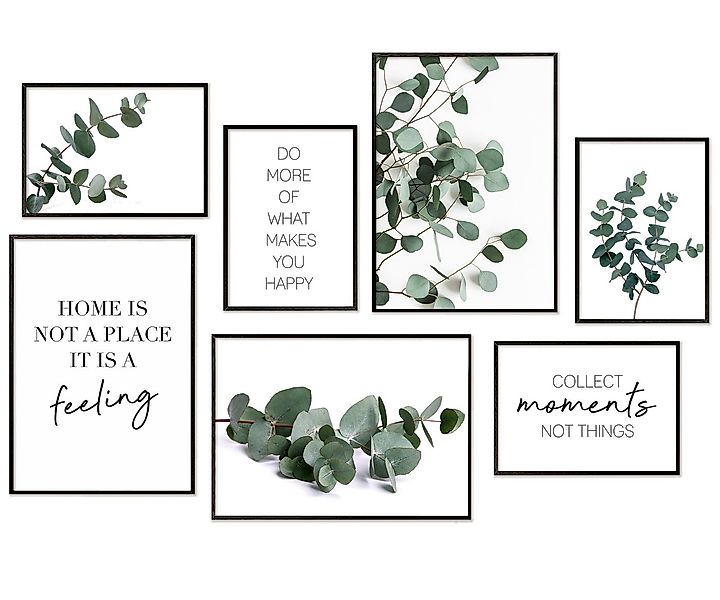 Hyggelig Home Poster Eukalyptus, Premium Poster Set OHNE & MIT Rahmen, 7 Wa günstig online kaufen