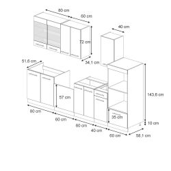 Vicco Küchenzeile Fame-Line, Weiß Landhaus/Goldkraft Eiche, günstig online kaufen