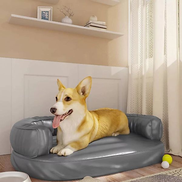 Vidaxl Hundebett Ergonomisch Schaumstoff Grau 75x53 Cm Kunstleder günstig online kaufen