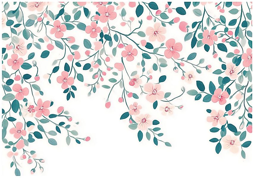 Wallarena Fototapete Blumen Blätter Rosa Vlies günstig online kaufen