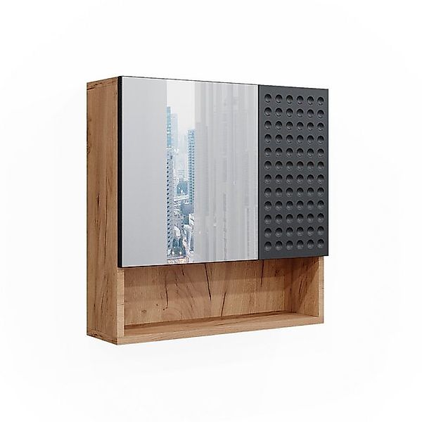 Vicco Badspiegelschrank Irma Goldkraft Eiche/Anthrazit 54 x 55 cm Opt 2 günstig online kaufen