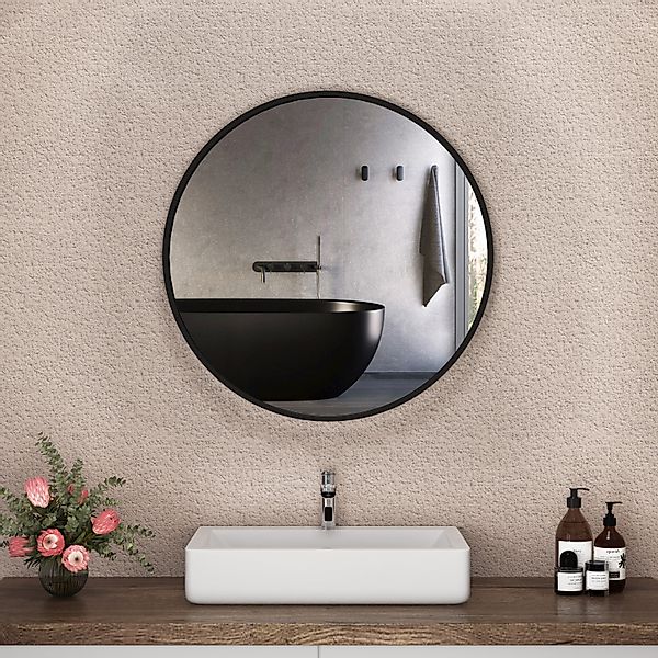 Hopibath Wandspiegel klein 40x40 Rundspiegel Schwarz günstig online kaufen