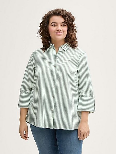 TOM TAILOR PLUS Langarmbluse Plus Size - Loose Fit Bluse mit Streifenmuster günstig online kaufen