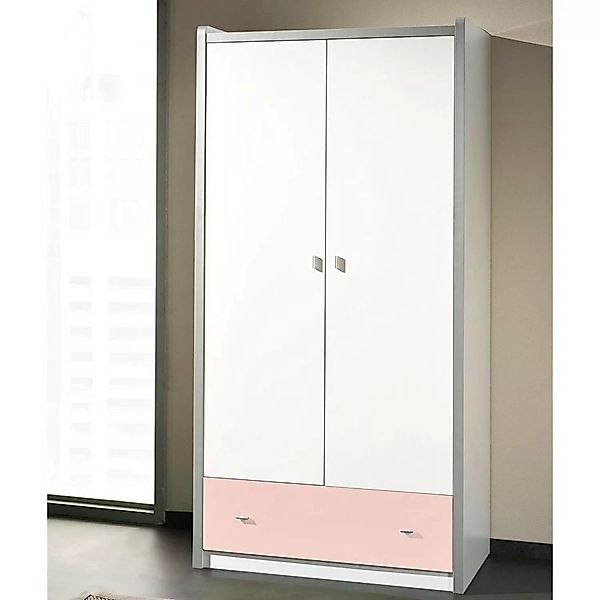 Kleiderschrank BONNY-12, 2-trg., 100cm, Weiß Rosa günstig online kaufen
