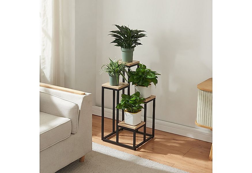 en.casa Blumenständer, »Ameland« Blumentreppe Pflanzenständer Metall Schwar günstig online kaufen