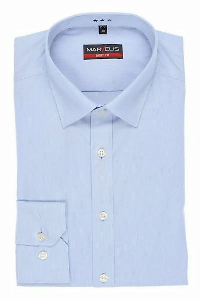 MARVELIS Streifenhemd Businesshemd - Body Fit - Streifen - Hellblau günstig online kaufen