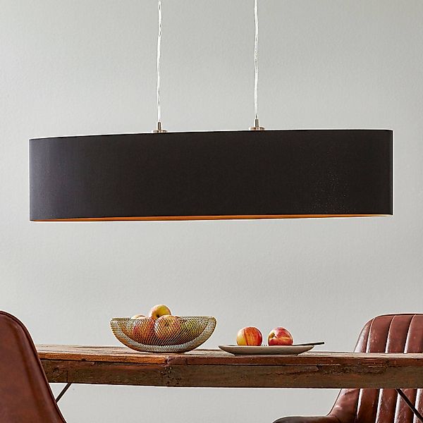 Textil-Hängeleuchte Lecio, oval, 100 cm, schwarz günstig online kaufen