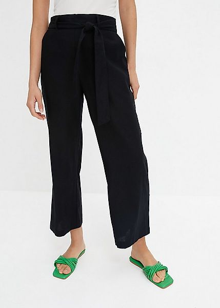 bonprix Culotte aus Leinen-Mix, mit Bindeband, Loose Fit, knöchelfrei günstig online kaufen