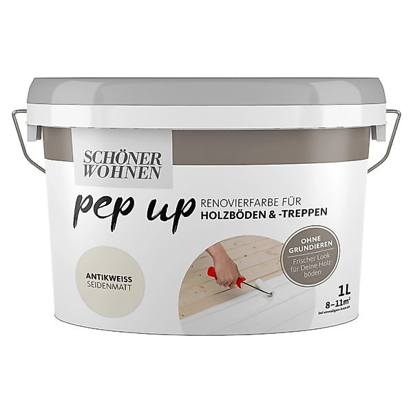 Schöner Wohnen pep up Renovierfarbe für Holzböden und -treppen Antikweiß 1, günstig online kaufen