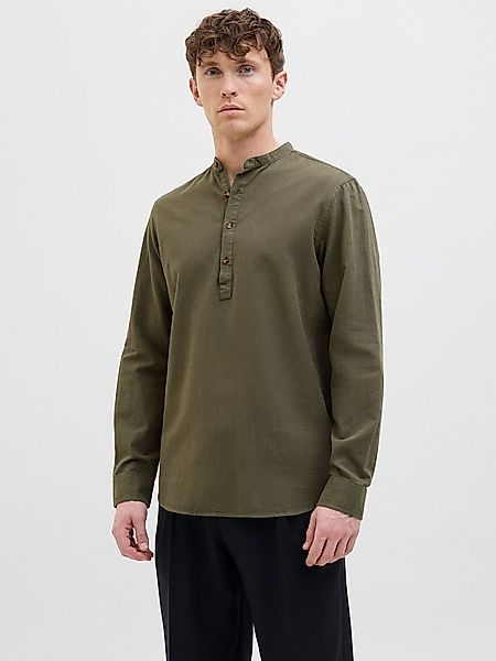 Jack & Jones Langarmhemd JJESUMMER HALF PLACKET SHIRT LS SN mit Bandkragen günstig online kaufen