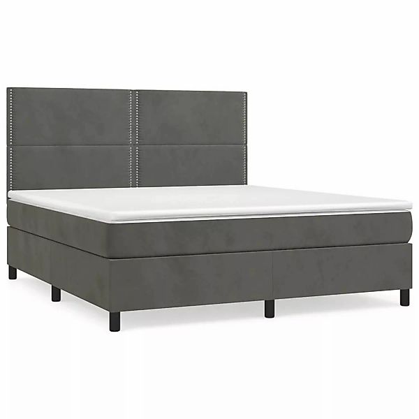 vidaXL Boxspringbett mit Matratze Dunkelgrau 160x200 cm Samt1349812 günstig online kaufen