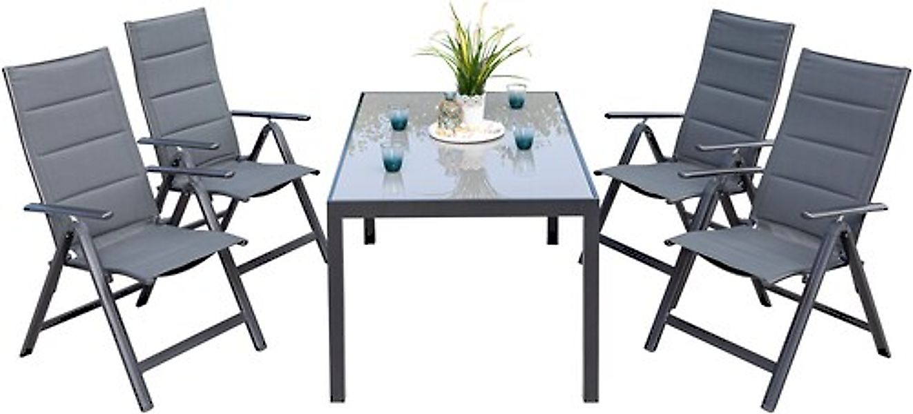 MERXX Garten-Essgruppe »Taviano« Set, 5 Stk. tlg. 4 Klappsessel, 5-fach ver günstig online kaufen