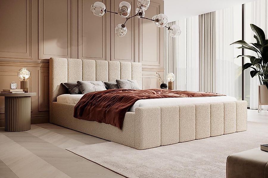 Compleo Polsterbett Boucle FLAV Stauraumbett, Doppelbett, günstig online kaufen