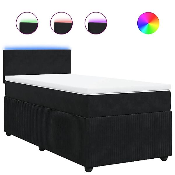 vidaXL Boxspringbett mit Matratze Schwarz 80x200 cm Samt 3289886 günstig online kaufen