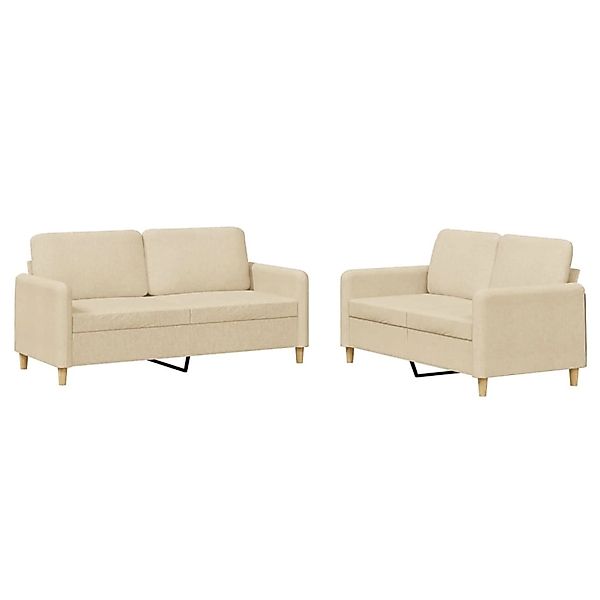 vidaXL 2-Tlg Sofagarnitur mit Kissen Creme Stoff 3202088 günstig online kaufen