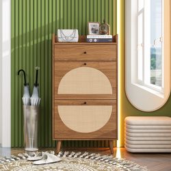 REDOM Schuhschrank Schuhschrank mit Engineered Rattan-Türen günstig online kaufen