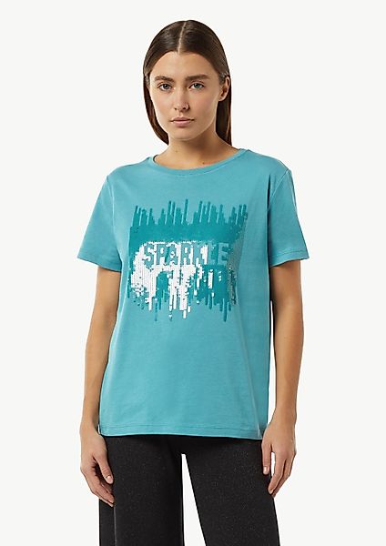 comma Kurzarmshirt T-Shirt T-Shirt mit Pailletten-Artwork günstig online kaufen