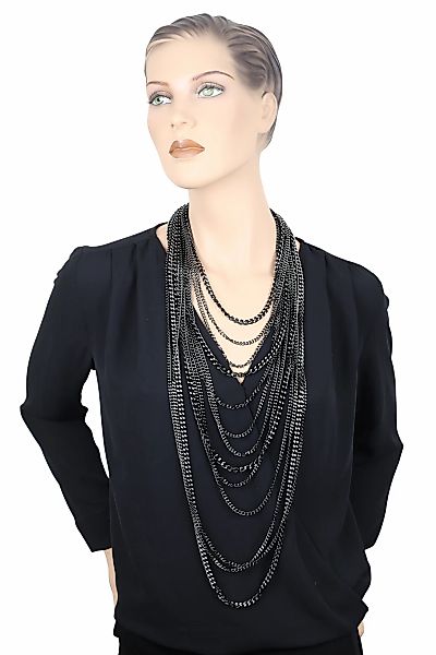 COLLEZIONE ALESSANDRO Lange Kette "Noir Allure", mehrreihige Gliederkette günstig online kaufen