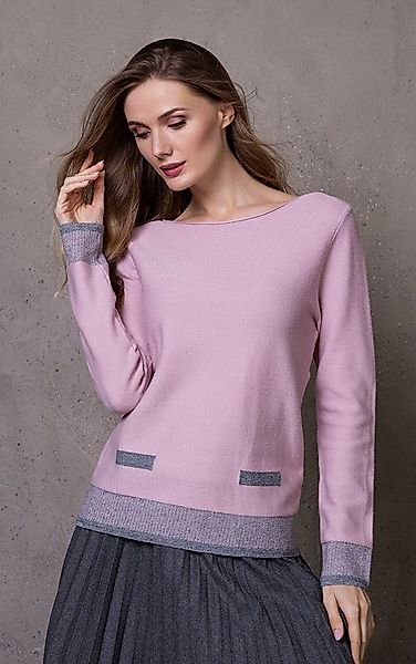 Passioni Strickpullover mit femininem Ausschnitt und angedeuteten Taschen günstig online kaufen