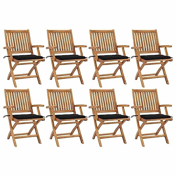 vidaXL Klappbare Gartenstühle mit Kissen 8 Stk Massivholz Teak 3072784 günstig online kaufen